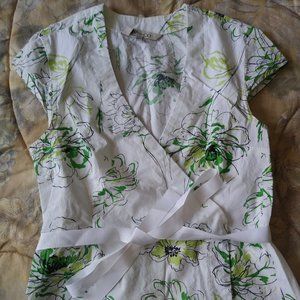 RW&Co. Floral Summer Blouse Top - White/Green